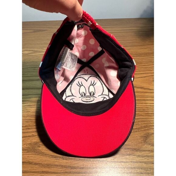 GIRL'S MINNIE MOUSE COTTON CAP HAT EARS & BOW ELASTIC BACK STRAP SZ TODDLER - Picture 3 of 5